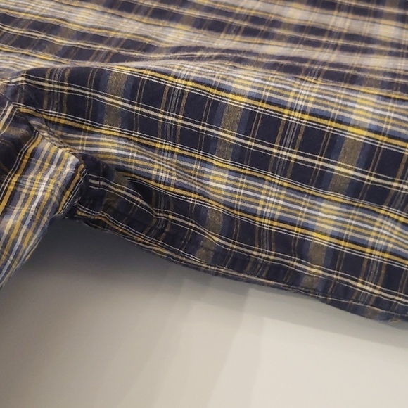 TIMBERLAND Shirt Button Down Black Yellow Stripe Long Sleeve Men's Size La - Picture 6 of 9